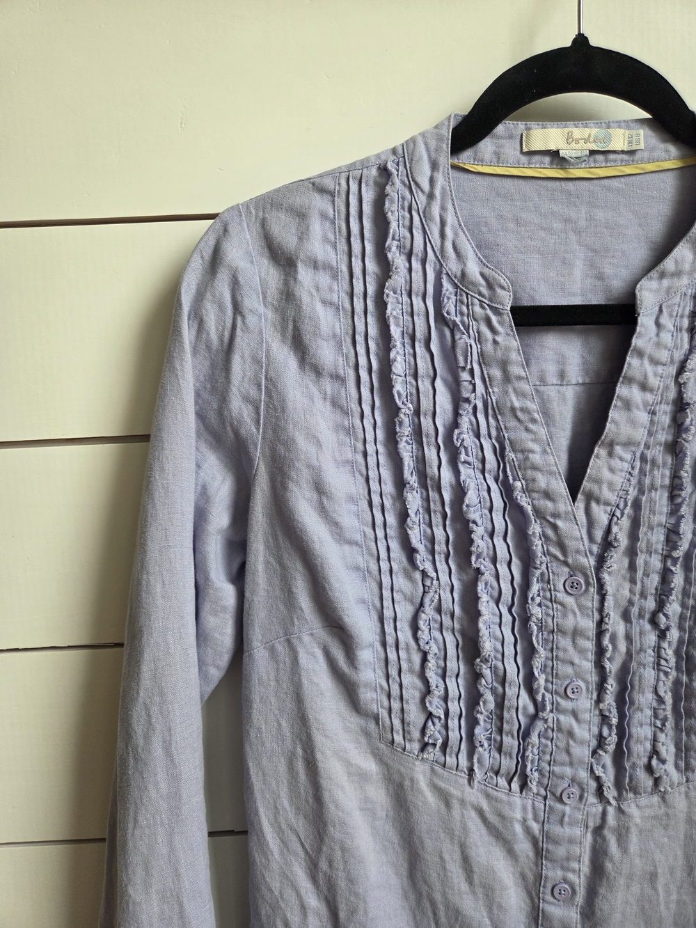 Boden Linen RuffledButton-Down Blouse - Picture 8 of 9
